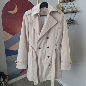 Calvin Klein Cream Trench Coat with Belted Waist